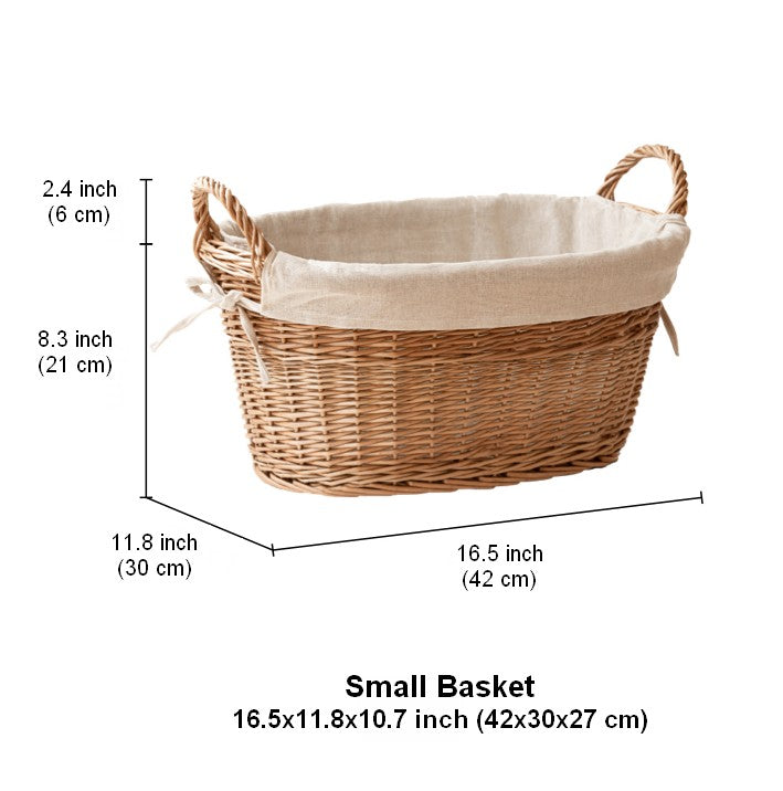 Large Kitchen Round Storage Baskets, Large Food Storage Basket with Handle, Natural Hand-woven Wicker Storage Basket for Clothes, Willow Weaving Baskets for Toys-Paintingforhome