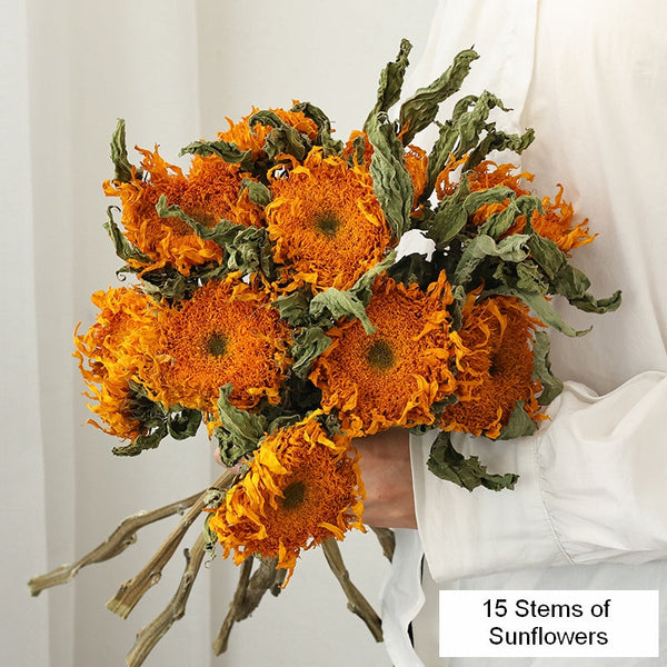 Natural Decorations, A Bunch of Sunflowers, Flower Arrangement, Handmade Artificial Flowers for Home Decor, Natural Dried Sunflower Stems-Paintingforhome