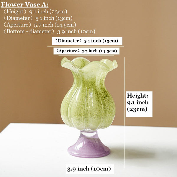 Modern Glass Vase for Flowers, Mid Century Glass Vases, Handmade Modern Vases for Living Room, Unique Decorative Glass Vase, Centerpiece Contemporary Vases on Table-Paintingforhome