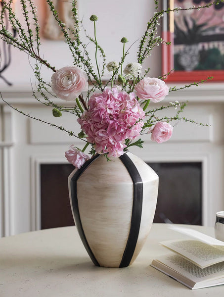 Centerpiece Ceramic Bouquet Vases, Porcelain Vases for Modern Home Decor, Large Contemporary Vases on Dining Table, Handmade Modern Flower Vase-Paintingforhome