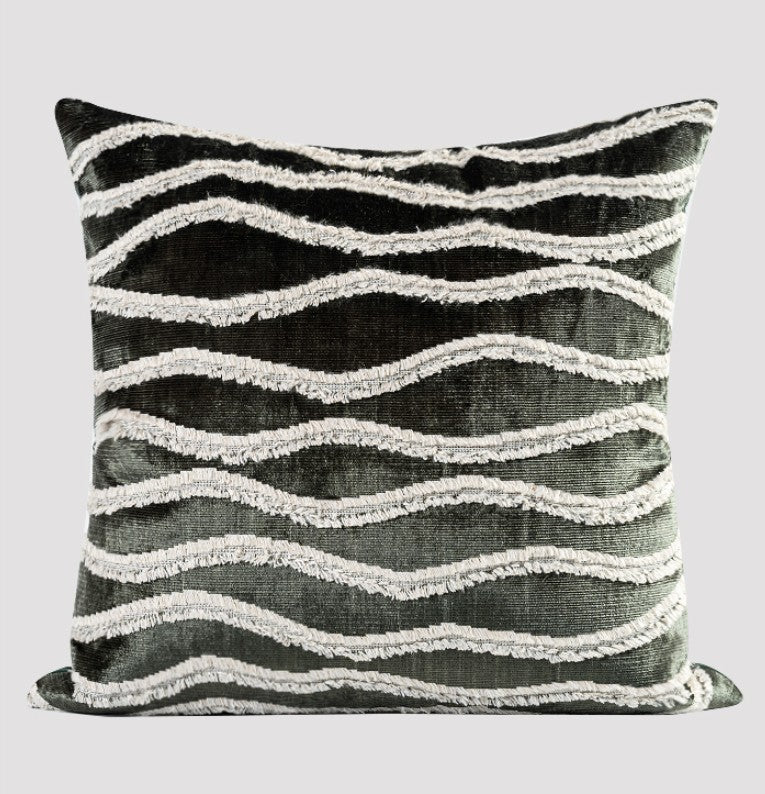 Large Simple Throw Pillow for Bedroom, Contemporary Pillows, Abstract Decorative Throw Pillows, Green Square Modern Throw Pillows for Couch-Paintingforhome