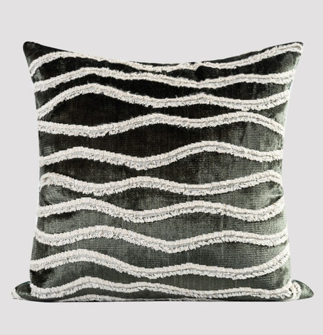 Large Simple Throw Pillow for Bedroom, Contemporary Pillows, Abstract Decorative Throw Pillows, Green Square Modern Throw Pillows for Couch-Paintingforhome