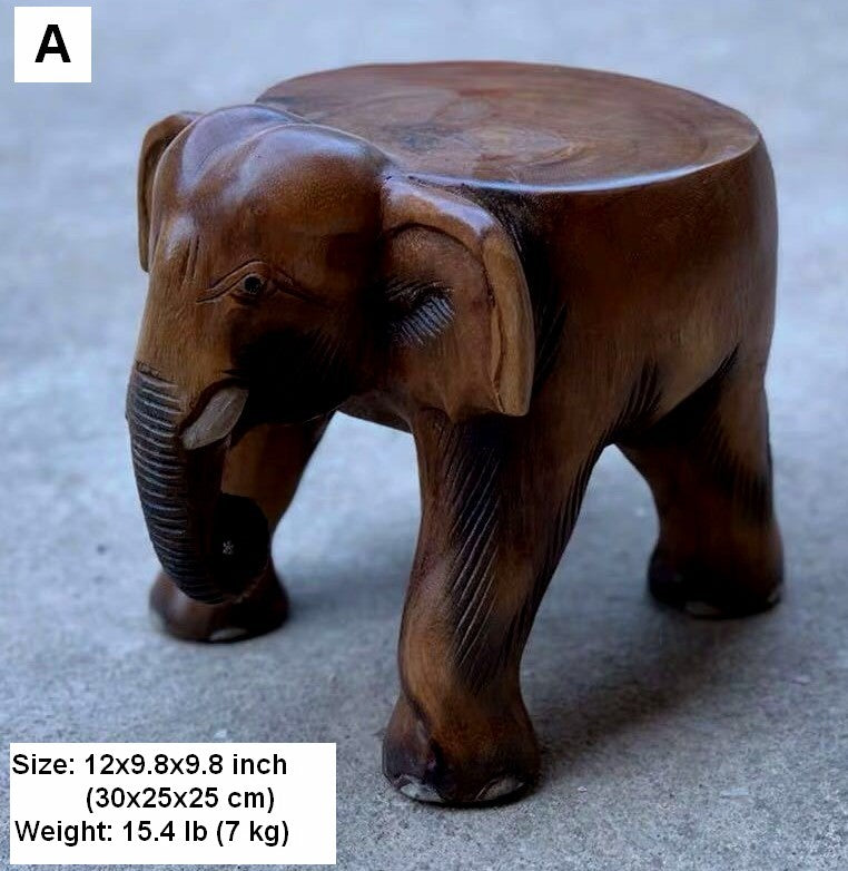 Elephant Wooden Stool, Elephant Sofa Stool, Dining Table Stool, Handmade Solid Wood low Stool, Creative Shoe-changing Stool-Paintingforhome