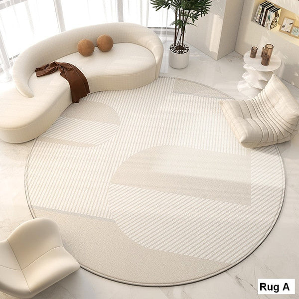 Modern Round Rugs for Bedroom, Dining Room Contemporary Round Rugs, Circular Modern Rugs under Chairs, Contemporary Modern Rug for Living Room-Paintingforhome