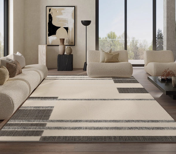 Abstract Area Rugs for Living Room, Geometric Contemporary Modern Rugs Next to Bed, Modern Carpets for Office, Modern Soft Rugs under Dining Room Table-Paintingforhome