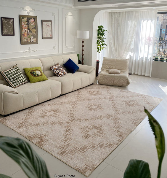 Modern Geometric Carpets for Bedroom, Contemporary Abstract Rugs under Dining Room Table, Modern Living Room Rug Placement Ideas-Paintingforhome