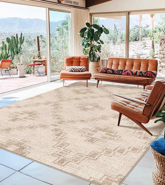 Modern Geometric Carpets for Bedroom, Contemporary Abstract Rugs under Dining Room Table, Modern Living Room Rug Placement Ideas-Paintingforhome