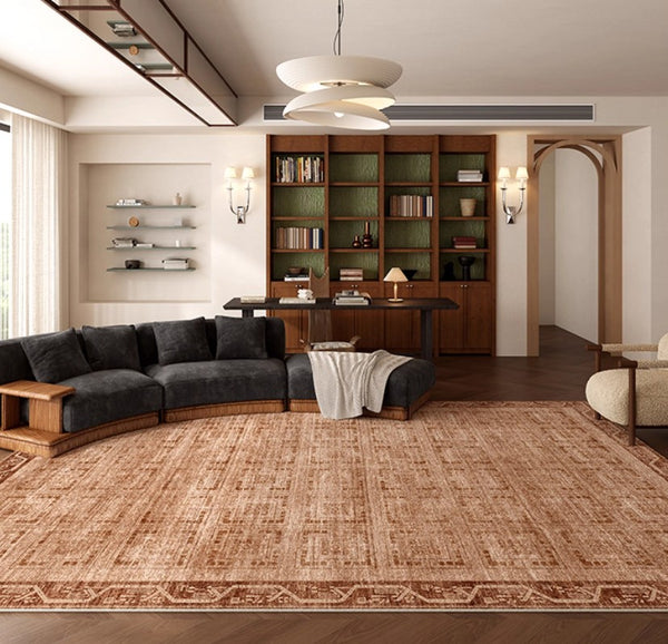 Large Abstract Rugs for Living Room, Mid Century Geometric Contemporary Modern Rugs Next to Bed, Large Modern Area Rugs-Paintingforhome