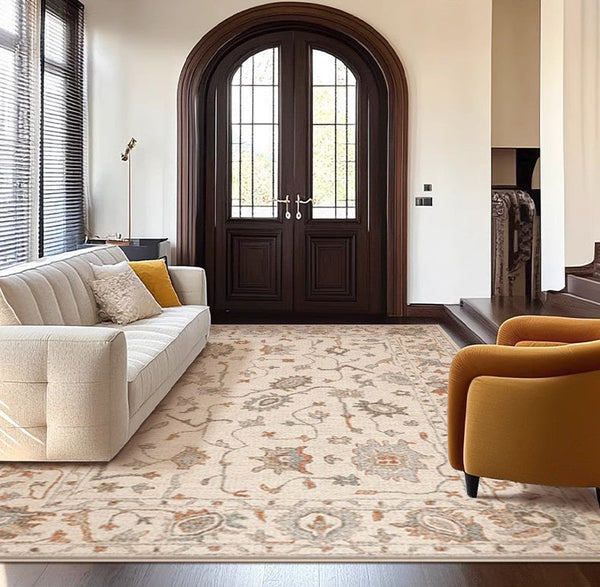 Flower Pattern Modern Rugs for Farmhouse, Bedroom Modern Rugs, Modern Rugs for Dining Room, Modern Rugs for Living Room-Paintingforhome