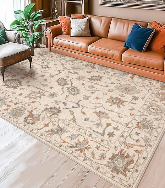 Flower Pattern Modern Rugs for Farmhouse, Bedroom Modern Rugs, Modern Rugs for Dining Room, Modern Rugs for Living Room-Paintingforhome