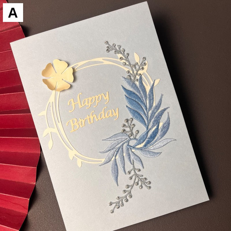 Beautiful Greeting Cards to Friends, Embroidery Greeting Cards, Creative Birthday Greeting Card, Original Handmade Embroidery Greeting Cards-Paintingforhome