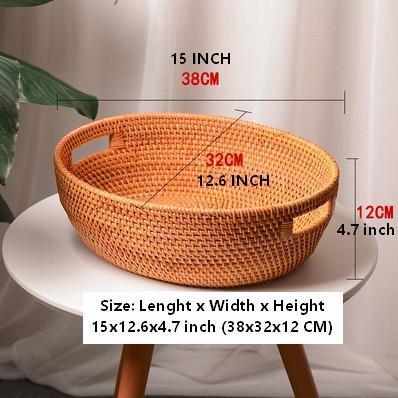 Large Rattan Storage Basket, Round Storage Basket for Pantry, Storage Baskets for Kitchen, Woven Storage Basket-Paintingforhome