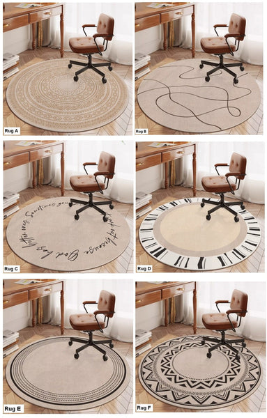 Round Rugs under Coffee Table, Geometric Modern Rug Ideas for Living Room, Circular Modern Rugs under Dining Room Table, Modern Round Rugs for Bedroom-Paintingforhome