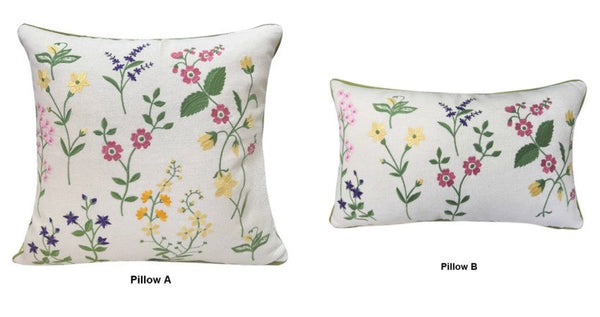 Farmhouse Sofa Decorative Pillows, Embroider Flower Cotton Pillow Covers, Spring Flower Decorative Throw Pillows, Flower Decorative Throw Pillows for Couch-Paintingforhome