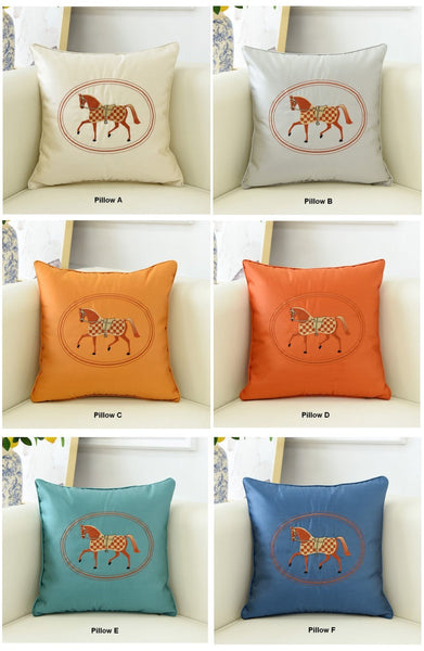 Embroider Horse Pillow Covers, Modern Decorative Throw Pillows, Horse Decorative Throw Pillows for Couch, Modern Sofa Decorative Pillows-Paintingforhome