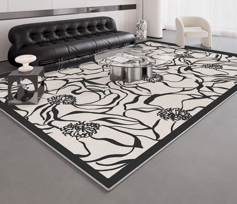 Modern Rugs for Living Room, Flower Pattern Contemporary Modern Rugs, Abstract Contemporary Rugs Next to Bed, Modern Rugs for Dining Room-Paintingforhome