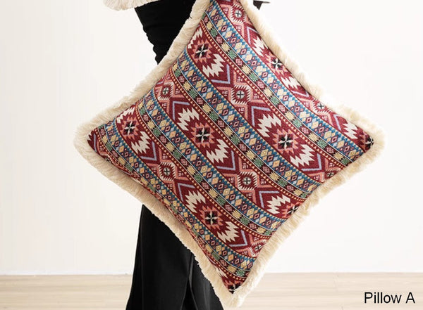 Bohemian Decorative Sofa Pillows for Living Room, Oriental Throw Pillow for Couch, Modern Geometric Decorative Throw Pillows for Bedroom-Paintingforhome