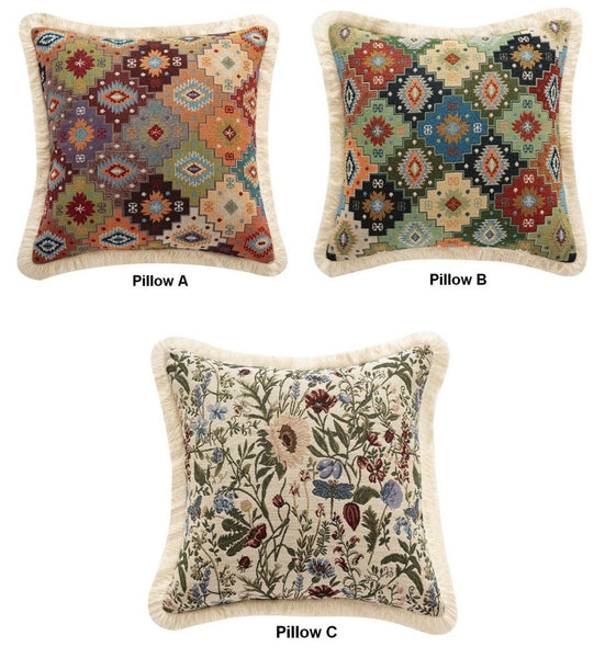 Flower Decorative Pillows for Bedroom, Decorative Pillow Covers, Extra Large Modern Geometric Pillows, Bohemian Decorative Sofa Pillows for Living Room-Paintingforhome