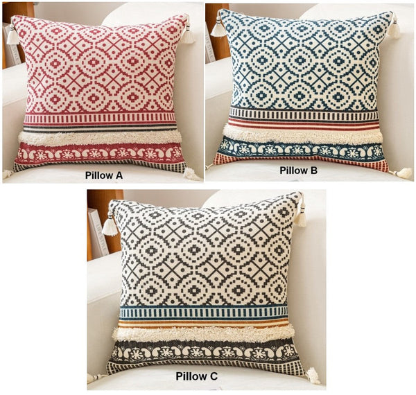 Modern Square Pillows for Couch, Contemporary Pillow Covers, Oriental Decorative Throw Pillows for Bedroom, Bohemian Decorative Sofa Pillows-Paintingforhome