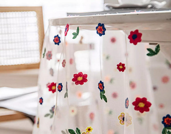 Extra Large Rectangular Tablecloth for Oval Table, Spring Flower Lace Tablecloths, Lace Embroidered Table Covers, Rectangular Table Covers for Coffee Table-Paintingforhome