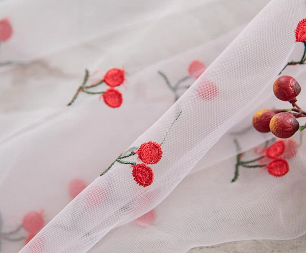 Extra Large Rectangular Tablecloth for Oval Table, Rectangular Table Covers for Coffee Table, Cherry Lace Tablecloths, Lace Embroidered Table Covers-Paintingforhome