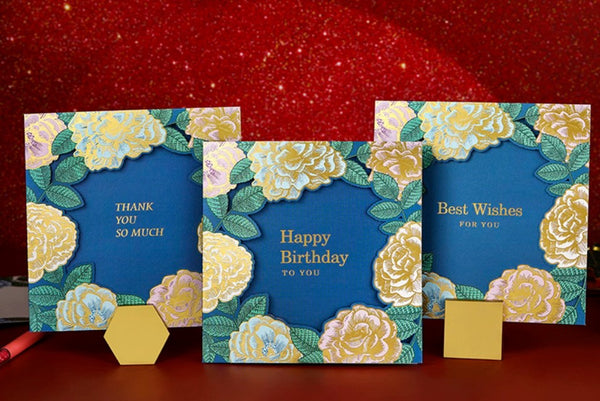 Blue Flower Greeting Cards, Beautiful Greeting Cards to Friends, Creative Birthday Greeting Card, Original Handmade Greeting Cards-Paintingforhome