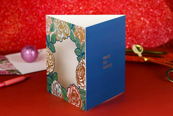 Blue Flower Greeting Cards, Beautiful Greeting Cards to Friends, Creative Birthday Greeting Card, Original Handmade Greeting Cards-Paintingforhome