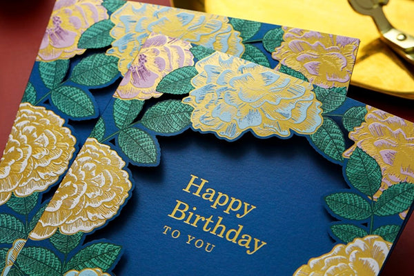 Blue Flower Greeting Cards, Beautiful Greeting Cards to Friends, Creative Birthday Greeting Card, Original Handmade Greeting Cards-Paintingforhome