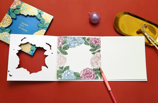 Blue Flower Greeting Cards, Beautiful Greeting Cards to Friends, Creative Birthday Greeting Card, Original Handmade Greeting Cards-Paintingforhome