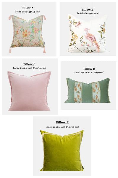 Living Room Decorative Pillows, Modern Decorative Cushions, Decorative Pillows for Bed, Decorative Pillow Arrangement Ideas for Interior Design, Embroidered Floral Bird Pattern Pillow Covers-Paintingforhome