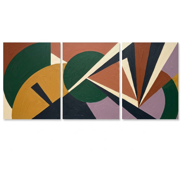 Modern Paintings for Mid Century Living Room, Multi Panel Canvas Paintings, Geometric Abstract Art