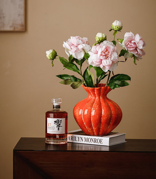 Handmade Water Holding Flower Vases, Modern Flower Vase Centerpiece on Table, Porcelain Flower Vases, Ceramic Bouquet Vases-Paintingforhome