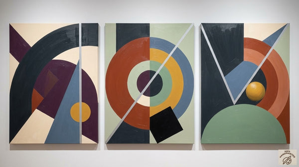 Large Group Paintings for Living Room, Multi Panel Canvas Artwork, Geometric Modern Paintings, Original Abstract Art