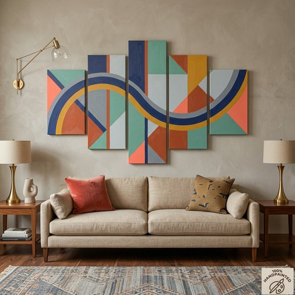 Modern Wall Art Paintings, Colorful Abstract Paintings, Hand Painted Acrylic Art, Geometric Canvas Art