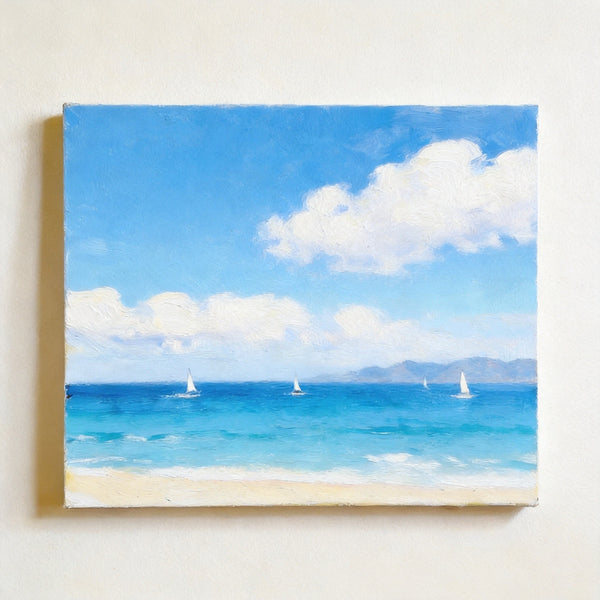Hand Painted Canvas Art, Original Seascape Paintings, Impressions of a Sunny Seaside Day, Original Oil Paintings, Buy Small Artwork Online, Small Canvas Wall Art Paintings