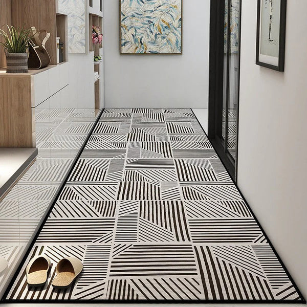 Non Slip Entryway Runner Rug Ideas, Geometric Modern Long Hallway Runners, Long Hallway Runners, Contepmorary Runner Rugs, Extra Long Narrow Runner Rugs-Paintingforhome