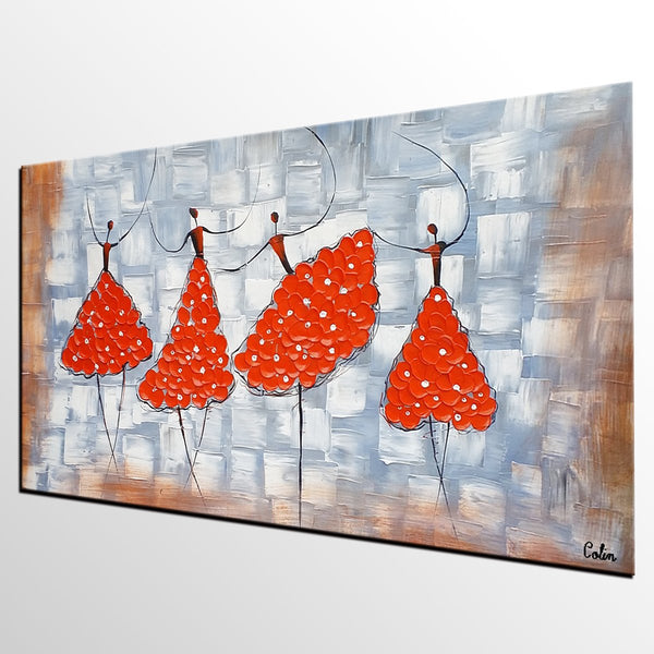 Contemporary Wall Art Ideas, Ballet Dancer Painting, Acrylic Canvas Painting, Buy Art Online, Abstract Painting for Dining Room