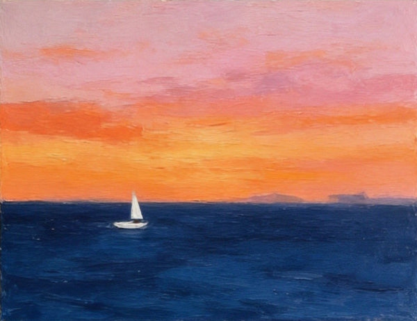 Quiet Evening Seaview, Hand Painted Canvas Art, Small Canvas Artwork, Original Seascape Paintings, Original Oil Paintings, Buy Small Paintings Online