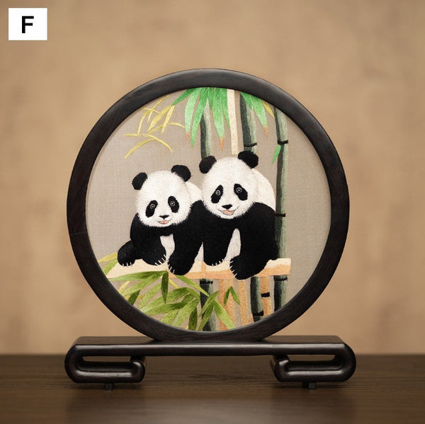 Unique Birthday Gift, Exclusive Business Present Panda Embroidered Decor, Traditional Chinese Suzhou Embroidery Ornament, Premium Souvenir-Paintingforhome