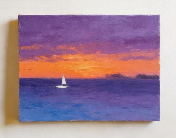 Hand Painted Canvas Art, Quiet Evening Seaview, Original Seascape Paintings, Original Oil Paintings, Buy Small Paintings Online, Small Canvas Artwork