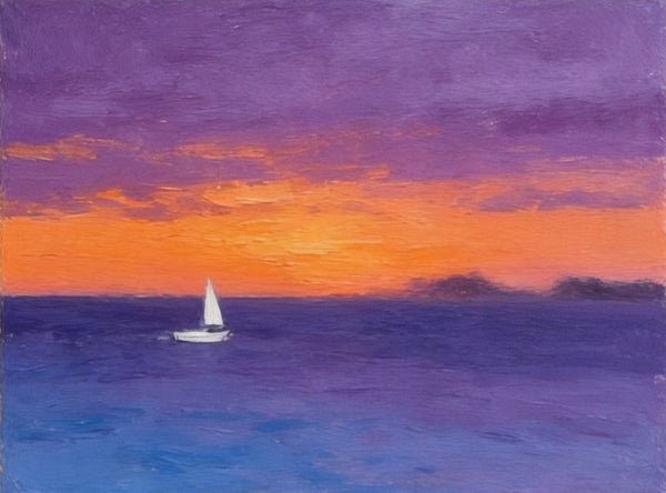 Hand Painted Canvas Art, Quiet Evening Seaview, Original Seascape Paintings, Original Oil Paintings, Buy Small Paintings Online, Small Canvas Artwork