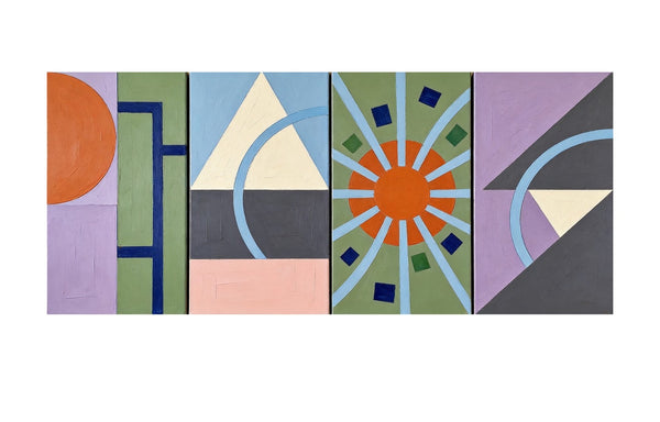Original Canvas Wall Art for Living Room, Colorful Abstact Art, Geometric Modern Paintings