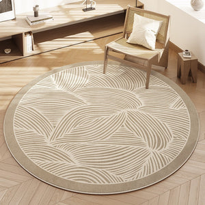 Abstract Contemporary Round Rugs, Modern Rugs for Dining Room, Modern Area Rugs under Coffee Table, Geometric Modern Rugs for Bedroom-Paintingforhome