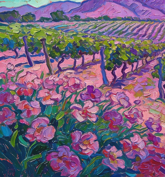 Vineyards at the Foot of the Mountain, Simple Painting Ideas, Landscape Canvas Paintings, Hand Painted Wall Art Paintings, Original Oil Paintings, Small Oil Paintings on Canvas-Paintingforhome