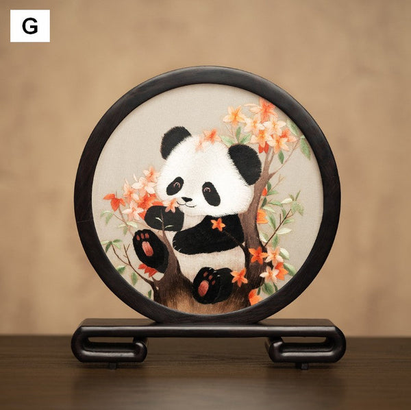 Exclusive Business Present Panda Embroidered Decor, Traditional Chinese Suzhou Embroidery Ornament, Premium Souvenir, Unique Birthday Gift-Paintingforhome