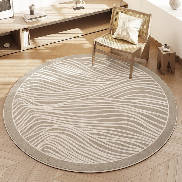 Geometric Modern Rugs for Bedroom, Modern Rugs for Dining Room, Abstract Contemporary Round Rugs, Modern Area Rugs under Coffee Table-Paintingforhome