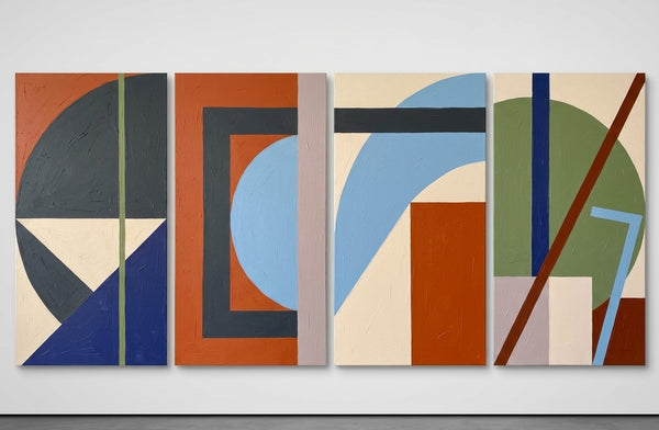 Multi Panel Wall Painting, Hand Painted Canvas Art, Modern Contemporary Paintings, Geometric Abstract Painting