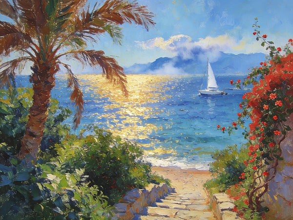 Florida's Coast in the Early Morning, Small Landscape Paintings, Small Oil Paintings on Canvas, Small Paintings on Canvas, Hand Painted Canvas Art, Original Oil Paintings-Paintingforhome