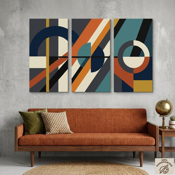 Hand Painted Canvas Art, Multi Panel Wall Painting, Modern Contemporary Paintings, Geometric Abstract Paintings