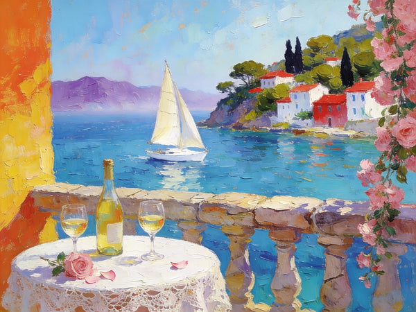 Original Canvas Paintings, A Tranquil Afternoon by the Sea, Small Paintings on Canvas, Heavy Texture Artwork, Landscape Oil Paintings, Hand Painted Wall Art-Paintingforhome